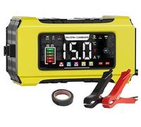 15A Smart Car Battery Charger 12V/24V Automatic with LCD Display & Pulse Repair Charging, Advanced Multi-Protection for Lead-Acid (AGM/Gel/SLA) & LiFePO4 Batteries, Car, SUV & Marine Trickle Charge