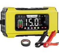 15A Smart Car Battery Charger - Automatic 12V/24V Charger with LCD Display & Pulse Repair Charging for LiFePO4 & Lead-Acid (AGM/Gel/SLA) Batteries - Compatible with Cars, SUVs, CRV, Marine, Lawn