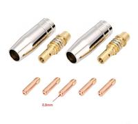 15AK MIG Welding Torch Accessories Kit with 5 Nozzles and 2 Tips for MIG Welders, 0.6mm-1.2mm Aperture, Stainless Steel and Copper (9-P(0.8MM)