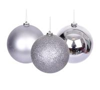 15cm/3Pcs Christmas Baubles Shatterproof Mid Grey, Christmas Tree Decorations Ball Ornaments Balls Xmas Hanging Decorations Holiday Decor - Shiny,Matte,Glitter