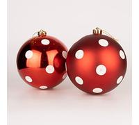 Shatchi 15cm/3Pcs Christmas Baubles Shatterproof Red White Polka Dots,Tree Decor, Red