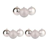 15cm/3Pcs Christmas Baubles Shatterproof Silver, Christmas Tree Decorations Ball Ornaments Balls Xmas Hanging Decorations Holiday Decor - Shiny,Matte,Glitter (Pack of 3)