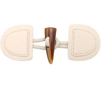 15CM 5 Pair Beige Leather Horn Toggle Closure Buttons for Kids Leather Toggle Button Sew On Toggle Closure for Coat Jacket Clothing