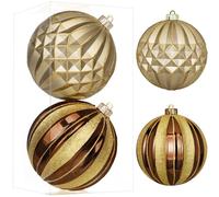 15cm/6 inch Extra Large Christmas Baubles 2 Pcs Shatterproof Balls Set Big Bronze Baubles Xmas Bauble Ornaments for Christmas Tree Decorations Halloween Holiday Wedding Party Decor