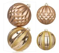 15cm/6 inch Extra Large Christmas Baubles 2 Pcs Shatterproof Balls Set Big Brown Baubles Xmas Bauble Ornaments for Christmas Tree Decorations Halloween Holiday Wedding Party Decor