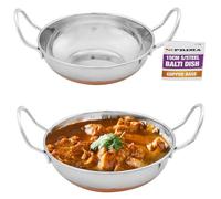 15cm Balti Dish - Karahi, Metal Curry Serving Plate, Stainless Steel, Copper Base | Traditional Serving Dish | Suitable For Home, Kitchen & Restaraunts, Serving Karahi, Indian Curry (4)
