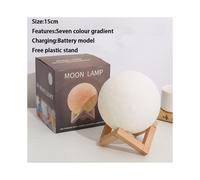 (15CM Battery) 3D Remote Control 16 Colour Rechargeable Moon Lamp Night Light Kids Dimmable LED