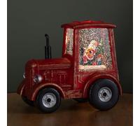 15cm Battery Operated Light up Christmas Tractor Water Spinner with Santa and LEDs