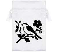 15cm 'Bird Sitting on Tree Branch' Satin Drawstring Bag/Pouch (SB00119277)