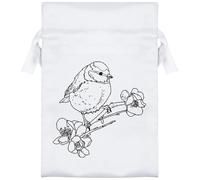 15cm 'Blue Tit on Flowering Branch' Satin Drawstring Bag/Pouch (SB00118249)