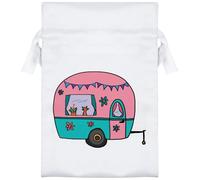 15cm 'Caravan Fun' Satin Drawstring Bag/Pouch (SB00120117)