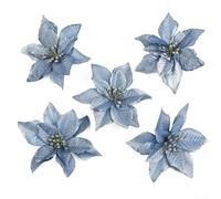 15cm Christmas Poinsettia Flowers with Gold Trim for Tree and Wreath Decorations, Non Woven Fabric, Suitable for Holiday Arrangements (5pcs)