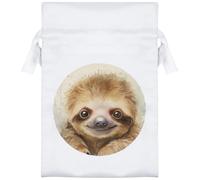 15cm 'Cute Baby Sloth' Satin Drawstring Bag/Pouch (SB00117109)