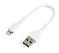 15cm Durable White USB Type A to Lightning Connector Charge & Sync Power Cord - Rugged w/Aramid Fiber - Apple MFI Certified - iPad Air iPhone 12