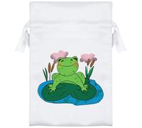 15cm 'Frog On A Lily Pad' Satin Drawstring Bag/Pouch (SB00115133)