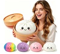 15cm Giant Dumpling Squishy, Big Jumbo Dumpling Squishy Large Huge Mega Dumplings Rainbow Stress Ball Soft Stress Relief Fidget for Adults (15cm White)