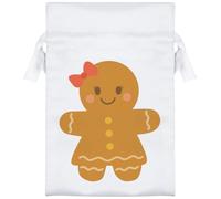 15cm 'Gingerbread Woman' Satin Drawstring Bag/Pouch (SB00124161)