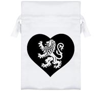 15cm 'Heraldic Lion Within Heart' Satin Drawstring Bag/Pouch (SB00117709)