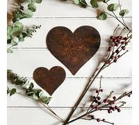 15cm Rusty Metal Heart - Flat Metal Heart - Hanging Stars - Large Iron Heart