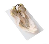 15CM Simulation Foam Feather Birds Christmas 2PCS Tree Decoration Charming Decorations Simulation Foam Feather Birds for Christmas, weddings(khaki)