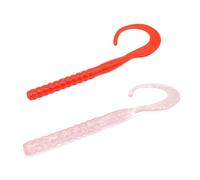 15cm Soft Jelly Worm Fishing Lures Tackle Curl Hook Tail Bait Jig Head - Pack of 10 (Bass White)