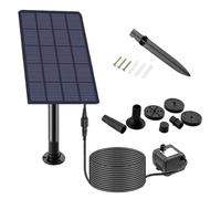 15cm Solar Water Fountain Set, 200L/H Solar Fountain Pump, 5V/2.5W Solar Powered Water Pump, up to 65cm Spray Height, for Bird Bath Fish Tank Pond (1 set)