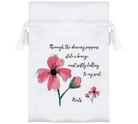 15cm 'Through The Dancing Poppies Stole A Breeze' Satin Drawstring Bag/Pouch (SB00119177)