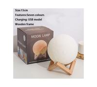 (15CM USB) 3D Remote Control 16 Colour Rechargeable Moon Lamp Night Light Kids Dimmable LED