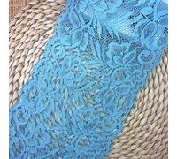 15CM Width Europe Floral Pattern Elastic Nylon Lace Trim,Curtain Tablecloth Slipcover Bridal DIY Clothing/Accessories.(4 Yards in one Package) (Light Blue)