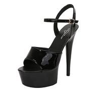 15Cm Women'S Fashion Personality Sandals Solid Color Round Head Heels Sandals Open Toe Platform Buckle Strappy Sandal High Heels Waterproof Court Shoes Pole Dancer Stripper Party Sandal