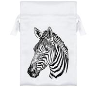 15cm 'Zebra Portrait' Satin Drawstring Bag/Pouch (SB00123709)