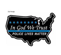 15cmx10cm Car Styling in God We Trust Police Lives Matter DIY Waterproof Decal