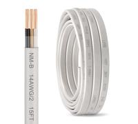 15FT 14/2 NM-B Wire with Ground - 14 Gauge 2 Conductor Solid Copper Residential Indoor Electrical Cable for Home Outlets, Switches, Lighting Circuits and Wiring