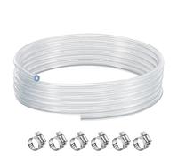 15FT Beer Line Keg Line Tubing, 3/16 ID Beer Keg Line Beverage Line Tubing with Hose Clamps, Kegerator Line Draft Beer Dispensing Line for Homebrew (Transparent Beer Hose)