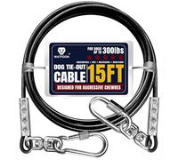 15ft Dog Tie Out Cable, 10/15/25/30/40/50/65/75/100/150FT Dog Runner Cable with Swivel Hook, Pet Leash Run Tether for Camping Yard Outdoor for Small to Large Pets Up to 300lbs