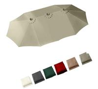 15ft Double Sided Umbrella Canopy 12 Ribs Large Garden Umbrella Replacement Cloth, Market Yard Parasol Top Replacement Cove Anti-UV Canvas(Taupe)