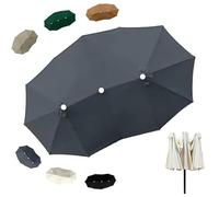 15ft Heavy Duty Double Sided Umbrella Canopy Replacement, 12 Ribs Canopy Cover, Outdoor Umbrella Fabric Parasol Top Cover for Garden Beach(Dark Grey)