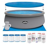 15ft Inflatable Swimming Pool Round with Accessories - Grey Rattan - DL136