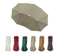 15ft Large Twin Umbrella Replacement Canopy -Light Grey Fabric for 12 Ribs Triple Head Parasol - Premium Replacement Cover for Outdoor Patio Umbrellas