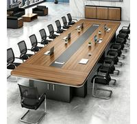 15FT Modern Oak Conference Table for 16-18 People Rectangular Office Meeting Table with Cable Grommets & 2" Thickened Desktop Ideal for Seminars & Boardrooms