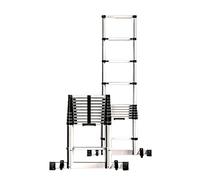 15ft Telescopic Ladder with Stabilizer & Wheels 150kg Load Capacity Extendable to 30ft Lightweight & Portable Ideal for Home & Professional Use Safe & Durable Design