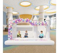 15FT White Bounce House with Slide Ball Pit for Adults Big Kids,100% PVC Commercial Bounce House Large Inflatable Bounce House for Birthday Party Wedding 15ft x 15ft x 10ft