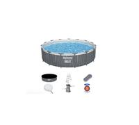 15ft x 42in Dark Grey LED Round Steel Pro Max Above Ground Pool Set