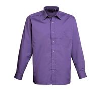 (15in, Purple) Premier Mens Poplin Long-Sleeved Shirt