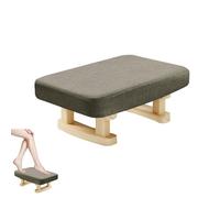 15inch Wooden Foot Stool, Linen Fabric Footstool Pouffe Stool Low Stool Change Shoe Footrest, Small Step Stool,Sofa Footrest Soft Seat Pouf Ottoman with Stable Legs for Living Room Bedroom