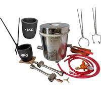 15KG Gas Metal Melting Furnace Propane Forge Dual Burner 2 Crucibles Casting Tool Gold Foundry Refine Tongs Set