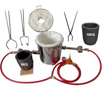 15KG Gas Metal Melting Furnace Propane Forge Dual Burner 2 Crucibles Casting Tool Gold Foundry Refine