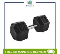 15kg Hex Rubber Dumbbell Encased Ergo Weights for Home Exercise Gym Fitness