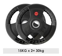 (15Kg x 2 = 30Kg) Standard 1 Inch Tri-Grip Rubber Weight Plates