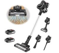 15kpa Powerful Cordless Stick Cleaner Vacuum with HEPA Filter, Car Hoover with Cordless Detachable Handheld Mode, Handheld Stick Vacuum with LED Light, 2 Pack 3000mAh Batteries